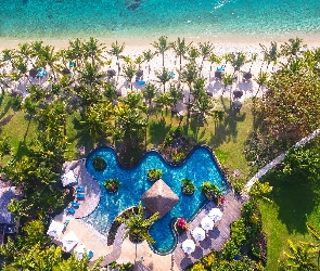 Palmy, Basen, LUX Le Morne Resort, Hotel, Mauritius, Półwysep, Wakacje, Le Morne Brabant, Plaża