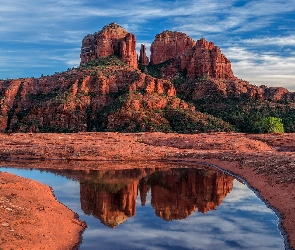 Stany Zjednoczone, Arizona, Skały, Czerwone, Cathedral Rock, Sedona