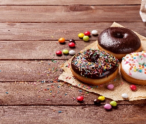 Ścierka, Cukierki, Donuty, Deski, Kolorowe, Pączki, Papier