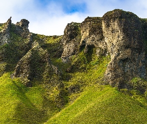 Góry, Zbocza, Zielone, Skały, Islandia
