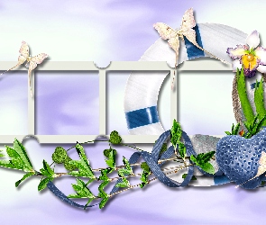 Serce, Liście, Ramka, Grafika, Kwiaty, Motyle, Koło