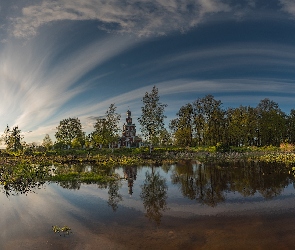 Staw, Drzewa, Rosja, Sofrino, Obwód moskiewski, Cerkiew