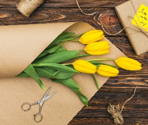 Dzień Matki, Prezent, Żółte, Tulipany