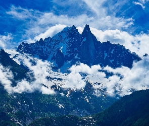 Francja, Chmury, Szczyt, Góry, Dente del Gigante, Masyw Mont Blanc
