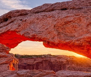Stany Zjednoczone, Stan Utah, Łuk Mesa Arch, Park Narodowy Canyonlands, Skała, Kanion