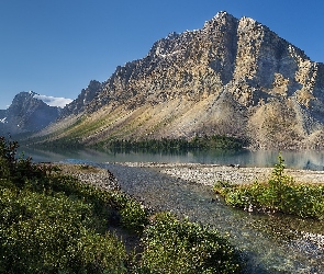 Jezioro, Góry, Kanada, Roślinność, Park Narodowy Banff, Prowincja Alberta, Bow Lake