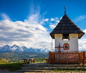 Powiat nowotarski, Wieś Łapszanka, Ławka, Polska, Tatry, Kapliczka, Góry