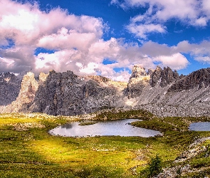 Włochy, Laghi Del Piani, Alpy, Góry, Dolomity, Jezioro