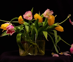 Wazon, Tulipany, Bukiet, Kwiaty