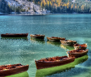 Włochy, Łódki, Lago di Braies, Jezioro Pragser Wildsee