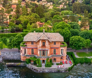 Drzewa, Jezioro Como, Włochy, Hotel, Villa Cima, Dom