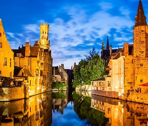 Domy, Dzwonnica, Brugia, Belgia, Kanał, Wieża Belfort