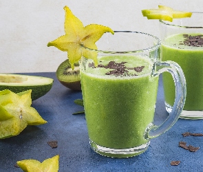 Napój, Awokado, Kiwi, Smoothie, Szklanki