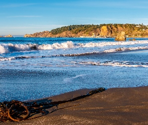 Stany Zjednoczone, Stan Oregon, Fale, Morze, Skały, Port Orford