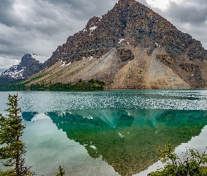 Alberta, Szczyt Crowfoot Mountain, Bow Lake, Kanada, Góry, Jezioro, Park Narodowy Banff