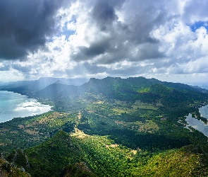 Lasy, Zatoki, Wzgórza, Góry, Mauritius, Półwysep, Le Morne, Le Morne Brabant, Morze