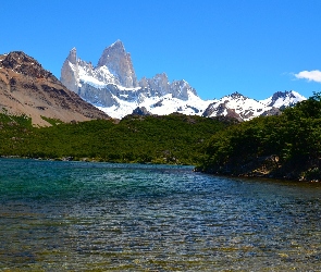 Jezioro, Argentyna, Szczyt Fitz Roy, Patagonia, Góry