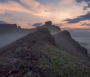 Skały, Mgła, Poranek, Góry