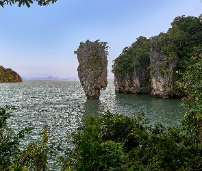 Wysepka Ko Tapu, Tajlandia, Morze Andamańskie, Zatoka Phang Nga, Skały