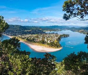 Nowa Zelandia, Region Waikato, Rzeka, Drzewa, Tairua River, Pauanui