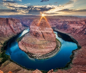 Stany Zjednoczone, Skały, Horseshoe Bend, Arizona, Rzeka, Kanion, Kolorado River, Zakole, Park Narodowy Glen Canyon, Meander