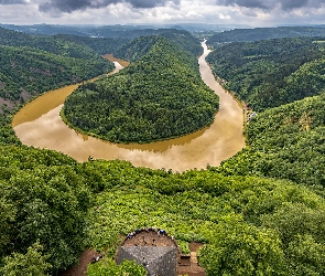 Niemcy, Mettlach, Saara River, Rzeka, Zielone, Lasy