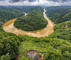 Rzeka, Saara River, Niemcy, Lasy, Mettlach, Zielone