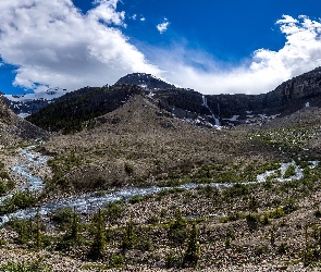 Rzeki, Góry, Kanada, Bow Glacier Falls Valley, Park Narodowy Banff, Prowincja Alberta, Dolina