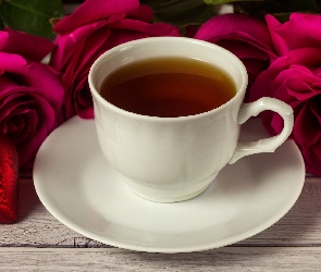 Herbata, Róże, Serce, Filiżanka