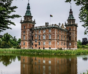 Fosa, Zamek Marsvinsholm, Szwecja, Park, Drzewa, Gmina Ystad, Most