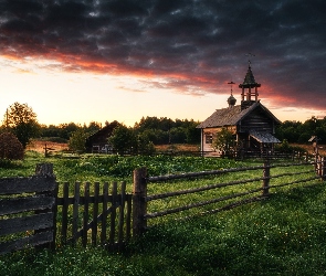 Obwód archangielski, Cerkiew, Kienozierski Park Narodowy, Dom, Dom, Wieś Ryżkowo, Ogrodzenie