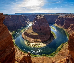 Rzeka, Meander, Kanion, Park Narodowy Glen Canyon, Stany Zjednoczone, Skały, Horseshoe Bend, Arizona, Kolorado River