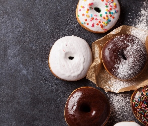 Tło, Ciemne, Pączki, Donuty
