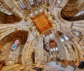 Wnętrze, Panorama sferyczna, Anglia, Katedra, Kościół Świętego Piotra i Wilfrida, Ripon, Kościół