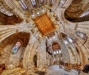 Ripon, Kościół Świętego Piotra i Wilfrida, Wnętrze, Anglia, Katedra, Panorama sferyczna, Kościół