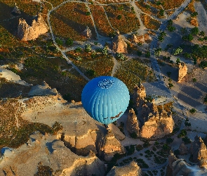 Z Lotu ptaka, Balon, Kapadocja, Turcja, Park Narodowy Goreme, Skały