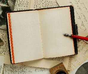 Książka, Fotografie, Kałamarz, Pióro, Notes, Kartki