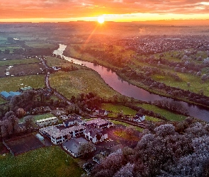 Rzeka, Mourne River, Irlandia Północna, Pola, Strabane, Domy