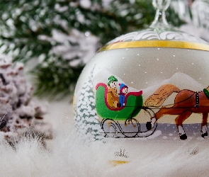 Koń, Sanie, Boże Narodzenie, Bombka