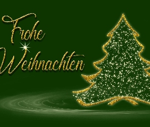 Zielone tło, Życzenia, Boże Narodzenie, Choinka
