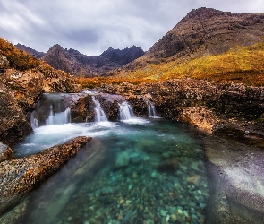 Highland, Skały, Rzeka, Góry Cuillin, Szkocja