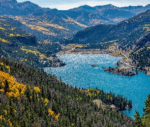 Kolorado, Lasy, San Cristobal Lake, Stany Zjednoczone, San Juan Mountains, Jezioro, Góry
