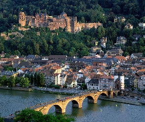 Zamek, Most, Panorama, Heidelberg, Miasta, Rzeka