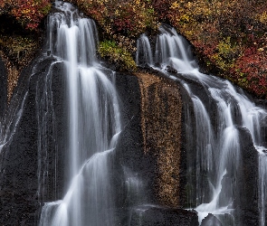 Islandia, Region Vesturland, Roślinność, Skały, Jesienna, Wodospad Hraunfossar