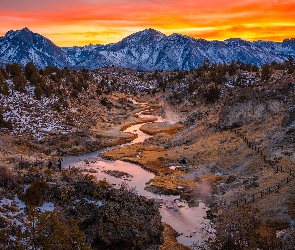 Inyo National Forest, Hot Creek, Rzeka, Lasy państwowe, Hrabstwo Mono, Kalifornia, Miejscowość Mammoth Lakes, Góry, Stany Zjednoczone, Dolina