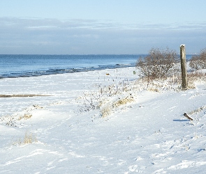 Śnieg, Plaża, Zima, Morze