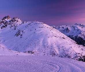 Góry, Szwajcaria, Śnieg, Szczyt Muottas Muragl, Alpy