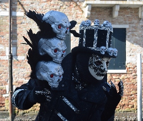 Czaszki, Kapelusz, Karnawał, Człowiek, Maskarada, Maska