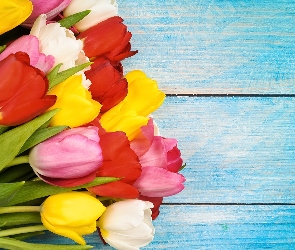 Kwiaty, Deski, Bukiet, Tulipany