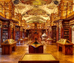 Książki, Regały, St Gallen, Gabloty, Opactwo Sankt Gallen, Szwajcaria, Biblioteka